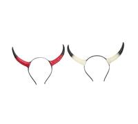 TOPPERFUN 2Pcs Halloween Ox Horn Headband Red White Devil Horn Hairband for Cosplay Party Halloween Costume Accessory for Parade and Masquerade