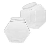 TOPPERFUN 2pcs Hexagon Airtight Storage Containers with Lids Clear Cookie Candy Jars for Snacks Nuts Spices Kitchen Pantry Organizer for Daily Use
