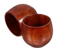 TOPPERFUN 2Pcs Japanese Style Wooden Sake Cups Water and Tea Drinking Cups Elegant Natural Design for Home Tea Parties and Gift Giving
