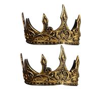 TOPPERFUN 2pcs King Crown for Men PU Foam Medieval Tiara Headwear Noble Soft Royal Costume Accessory for Parties Cosplay Halloween Theatrical Performances