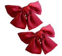 TOPPERFUN 2PCS Large Bowknot Hair Clips for Women Adorable Red Barrette Bobby Pins Stylish Hair Accessories for Parties and Special Occasions