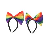 TOPPERFUN 2pcs Lightweight Rainbow Headbands with Bowknot for Fashion Hair Accessories for Festival Holiday Daily Styling Comfortable Craftsmanship for Women