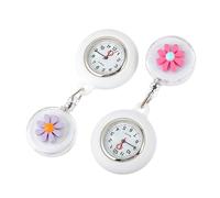 TOPPERFUN 2pcs Little Daisy Nurse Pocket Watch Sturdy Silicone Case Decorative Nursing Watch for Nurses Doctors Teachers