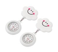 TOPPERFUN 2Pcs Lovely Nurse Chest Watch, Silicone Cloud Hanging Pocket Fob, Gentle Easy to Wear, Cute Exam Pocket Watch for Nursing and Use