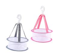 TOPPERFUN 2pcs Makeup Sponge Drying Basket Hanging Net Bag with Hooks for Beauty Egg and Cosmetic Brush Storage, Mini Portable Puff Dryer for Makeup Tools in Bathroom or Travel