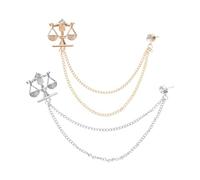 TOPPERFUN 2pcs Men Suit Accessories Alloy Brooch Set with Balanced Scales Design, Resistant to Wear and Lasting Shine, Vintage Stylish Collar Chain Brooch for Banquet and Professional