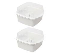 TOPPERFUN 2pcs Microwave Vegetable Steamer Baskets with Lid 6.48x4.72x3.93in Rapid-lock Freshness Technology Steamer Lid for Small Family Kitchens Food Preparation