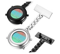 TOPPERFUN 2pcs Multifunctional Nurse Watches Pocket with Accurate Timing Alarm and Date Functions for Nurses and Doctors Black and Silver Colors