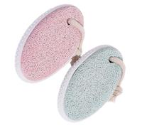 TOPPERFUN 2Pcs Natural Pumice Stone Foot File Callus Remover for Feet Care Dead Skin Exfoliation Ergonomic Grip for Soft Smooth Heels in Nordic Pink and Green