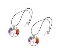 TOPPERFUN 2PCS Natural Stone Tree of Life Pendant Necklace Colorful Gravel Chakra Jewelry for Women Symbol of Life Wisdom and Healing Accessories