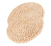 TOPPERFUN 2pcs Natural Woven Placemats Japanese Style Corn Husk Braided Mats with Heat Insulation and Anti-scalding Protection Non-slip Decorative Table Mats for Home Dining