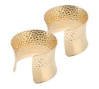 TOPPERFUN 2Pcs Oversized Open Wide Cuff Bracelets for Women, Chunky Metal Punk Wrist Wrap Bangle, Gold Tone Retro Statement Wrist Cuff Jewelry