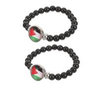 TOPPERFUN 2pcs Palestine Flag Beaded Bracelet Unisex Stylish Wristlet Versatile Black Bead Design for Men Women Fashion Accessory for Any Occasion
