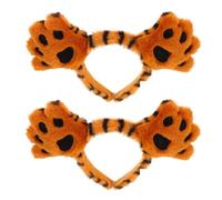 TOPPERFUN 2pcs Plush Tiger Ears Headband Soft Animal Ears Headwear for Halloween Cosplay Party Birthday Women Comfortable Fit Cute Costume Accessory