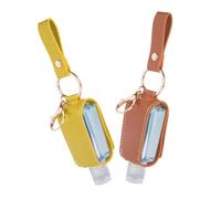 TOPPERFUN 2pcs Portable Travel Liquid Bottles with PU Leather Keychain Case and Cap Refillable Perfume and Hand Washing Gel Holders for Daily Use and Cosmetics Random Color