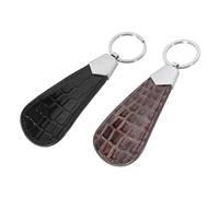 TOPPERFUN 2pcs PU Leather Shoehorns with Key Ring Multi Use Shoe Lifter Accessories for Home Office and Travel Durable and Practical Design for Elders and Everyday Use