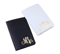 TOPPERFUN 2pcs Pu Leather Travel Passport Case Leather Gold Foil Alphabet Letters for Passport Book and Id Credit Document Holder Wallet
