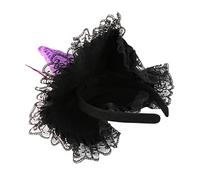 TOPPERFUN 2pcs Purple Witch Headband with Ruched Lace Sequin for Halloween Parties Fancy Dress Masquerade Cosplay Decorations Comfortable Durable Festival Accessory