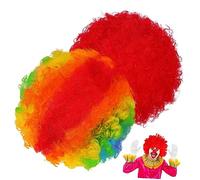 TOPPERFUN 2Pcs Rainbow Clown Wigs Fluffy Halloween Costume Party Accessories Fun Retro Disco Style for Adults for Role Playing Carnivals