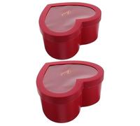 TOPPERFUN 2pcs Red Heart Shaped Flower Boxes with Window Cardboard Box for Creative Present Wrapping for Valentine's Day Weddings and Birthdays
