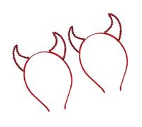TOPPERFUN 2pcs Rhinestones Devil Horns Headband for Halloween Cosplay Sparkly Costume Accessory Charming Hair Decor for Parties and Festive Occasions