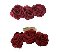 TOPPERFUN 2pcs Rose Hair Claw Clips Set Stylish Hair Accessories for Women for Everyday Use for Makeup Cooking and Casual Styling