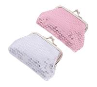 TOPPERFUN 2pcs Sequin Coin Purses Small Wallets with Kiss-Lock Closure Lightweight Portable Change Bags for Mini Glitter Wallets for School and Outings