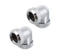 TOPPERFUN 2pcs Silver Brass 90 Degree Rotary Fitting for Water Cooling Systems, Small and Compact Extender Adapter Compatible with Hard Tube for CPU Cooling