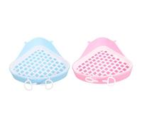 TOPPERFUN 2pcs Small Animal Toilet Set for Rabbits Guinea Pigs Hamsters, Plastic Detachable Pet Potty with Blue and Pink Litter Basins, Suitable for Puppy Training and Indoor Use