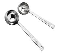 TOPPERFUN 2pcs Stainless Steel Measuring Spoons with Scale Engraving Rust-Resistant Powder and Coffee Scoop Comfortable Handle Kitchen Gadgets for Accurate Baking and Cooking Measurement