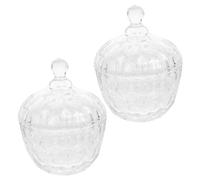 TOPPERFUN 2pcs Transparent Pumpkin Candy Storage Jar with Lid Elegant Glass Canister for Dried Fruits Nuts and Snacks for Weddings and Gatherings