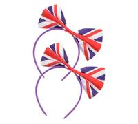 TOPPERFUN 2pcs Uk Flag Bow Headbands for Women British Festival Hair Accessories Lightweight and Comfortable National Flag Hair Clasp for Events and Sports