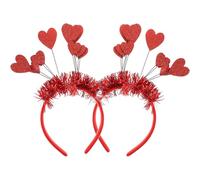 TOPPERFUN 2pcs Valentine's Day Red Sequin Glitter Heart Headband Hair Clasps Glitter Sequin Headbands for Girls Party Hair Band Valentine Themed