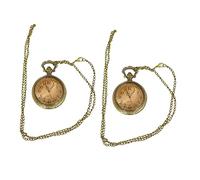 TOPPERFUN 2pcs Vintage Pocket Watch Clamshell Design Antique Bronze Color with Floral Relief Unique Hanging Style for Elegant Timekeeping and Decorative Appeal
