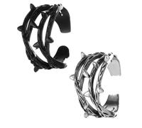 TOPPERFUN 2Pcs Vintage Twig Style Finger Rings, Multi-Layer Cross Open Adjustable Rings for Women, Chic Retro Finger Jewelry Set