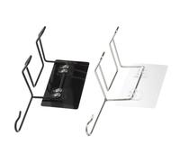 TOPPERFUN 2Pcs Wall-mounted Hair Dryer Rack Space-saving Stainless Steel Storage Brackets for Bathroom Traceless Installation Suitable for Door Back and Small Spaces Black White