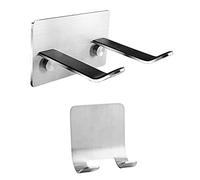 TOPPERFUN 2pcs Wall Mounted Hair Dryer Stand Organizer Adhesive Hair Dryer Stand Stainless Steel Modern Design with Two Installation Methods Cable Management for Bathroom and Barber Shop