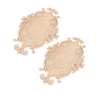 TOPPERFUN 2pcs Wood Carved Applique Natural Rubberwood Decorative Onlay for Furniture Doors Cabinets with Classical Elegant Carved Pattern Home Decor
