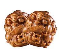 TOPPERFUN 2pcs Wooden Ancient Animal Keychain Pendants Vintage DIY Charms for Bags and Crafts Hand-Carved Decorative Accessories