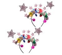 TOPPERFUN 2pcs Year Party Headbands Colorful Five-pointed Star Hair Hoops Festive Sequin Star Tiaras for Holiday Gatherings Photo Props Celebration Accessories