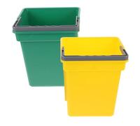 TOPPERFUN 2Pcs Yellow Green Plastic Garbage Pail with Handle for Cleaning Trolley Parts, Multipurpose Buckets for Commercial Hotel Use, Household Cleaning Supplies and Waste Storage