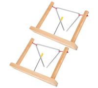 TOPPERFUN 2sets Triangle Musical Instrument Metal Triangle Bells Strikers Wooden Stands for Boy Girl Beginners