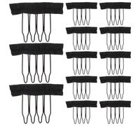 TOPPERFUN 3 Bags of Black Metal and Cloth Wig Combs for Making Wig Caps with Spring Teeth Versatile Hair Clips for Hairpiece Suitable for Hair Types and Occasions