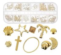 TOPPERFUN 3 Box Multi-functional Nail Filler Decor Alloy Manicure Material for DIY Jewelry Craft Box with Shiny Ocean Animal Patterns Safe High-grade Decorative Nail Art Accessories