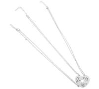 TOPPERFUN 3 pcs Alloy Friendship Necklace for Heart-shaped Pendant Matching Necklaces with Sun Moon Star Charms Silver-tone Jewelry for Friends and Family Bond Celebration