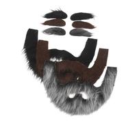 TOPPERFUN 3 Sets Self-adhesive Fake Mustache and Eyebrows Set Colors Lightweight Old Man Cosplay Beard for Halloween Carnival Party Reusable Funny Facial Hair Dress-up Props