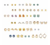 TOPPERFUN 30 Pairs Delicate Women Earring Set Stylish Ear Studs Heart Geometric and Comfortable Durable Jewelry for Everyday Wear