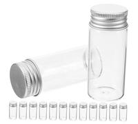 TOPPERFUN 30pcs Clear Glass Test Tubes with Screw Caps Small Vials for Capsules Powder Herbs Leakproof Sealed Sample Vials for Lab Travel Home Use Reusable Transparent Glass Bottles