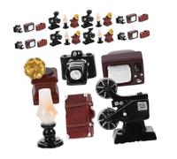 TOPPERFUN 30pcs Vintage Miniature Gramophone Camera Projector Models Retro Resin Craft Home Decor Accent for Living Room Study Dollhouse and Micro Scene Display