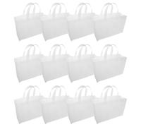TOPPERFUN 30pcs White Non-woven Tote Bags Reusable Shopping Bags Plain Sublimation Fabric Grocery Tote with Handles for Party Favors Classroom and Holiday Events